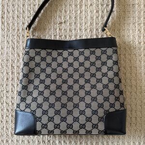 Vintage gucci canvas and leather shoulder bag